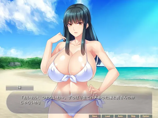 爆乳泳装人妻在沙滩上一脸正经的寝取 预览图 1